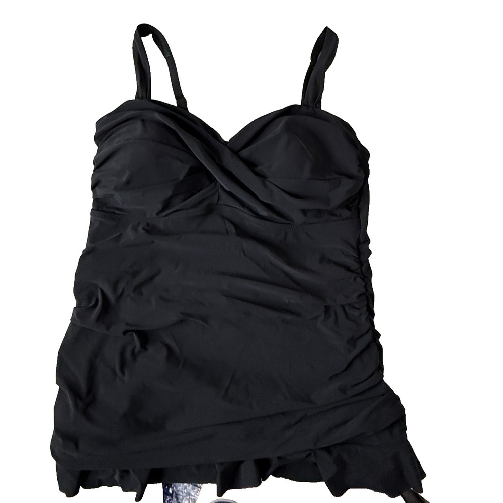 Lands End Women's Swim Top‎ Black Size 14 Beach Pool Vacation Cruise Summer Sun